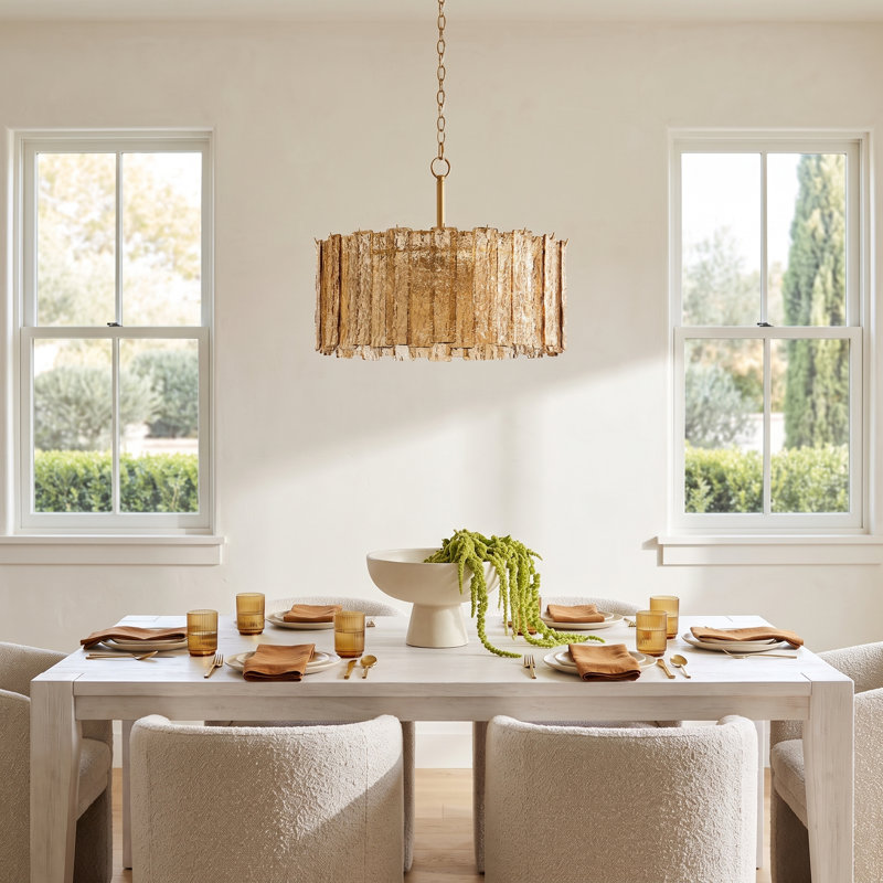 Joss & Main Mesmer 8-Light Hammered Amber Glass Chandelier